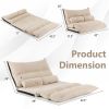 Modern Adjustable Floor Lounge Chair Sofa Bed with 2 Lumbar Pillows in Beige