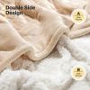 Heated Electric Sherpa Throw Blanket in Beige/White