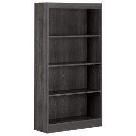 4-Shelf Simple Modern Bookcase Storage Shelf in Grey/Black Wood Finish