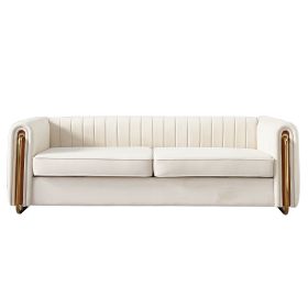 Contemporary Velvet Sofa Couch 84.25''W for Living Room, Beige