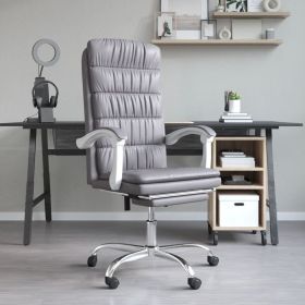 Reclining Office Chair Gray Faux Leather