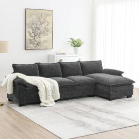 [VIDEO provided][New]118*55" Modern L-shaped Chenille Cloud Sofa with Double Seat Cushions,5-seat Upholstered Indoor Furniture