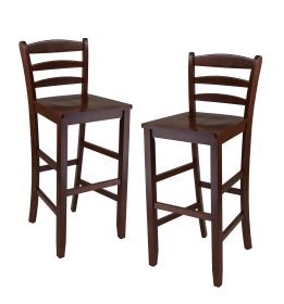 Benjamin 2-PC Ladder Back 30" Bar Stool Set Antique Walnut