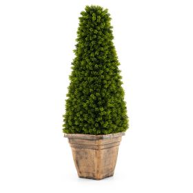 3 Feet Artificial Boxwood Topiary Tree with Cement Flowerpot