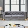 {Contact us for 3D modeling} Velvet Sofa for Living Room,Buttons Tufted Square Arm Couch, Modern Couch Upholstered Button and Metal Legs, Sofa Couch f