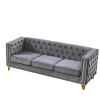 {Contact us for 3D modeling} Velvet Sofa for Living Room,Buttons Tufted Square Arm Couch, Modern Couch Upholstered Button and Metal Legs, Sofa Couch f