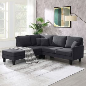 [VIDEO provided][New]90*88" Terrycloth Modern Sectional Sofa,5-Seat Practical Couch Set with Chaise Lounge