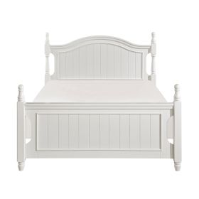 Classic White Finish 1pc Full Size Poster Bed Wooden Traditional Bedroom Furniture Unique Style Headboard Footboard