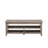 Coastal Grooved Panel Coffee Table with Lower Shelf – Grey Wash