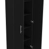 Pantry Cabinet 67" H, 5 Internal Shelves, Two Doors, Black