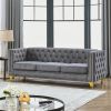 {Contact us for 3D modeling} Velvet Sofa for Living Room,Buttons Tufted Square Arm Couch, Modern Couch Upholstered Button and Metal Legs, Sofa Couch f