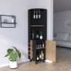 Corner Bar Cabinet Cleveland, Living Room, Black / Pine