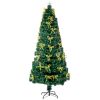 6.5ft Pre-Lit Fiber Optical Christmas Tree with Bow Shape Color Changing Led Lights&260 Branch Tips