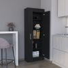 Pantry Cabinet 67" H, 5 Internal Shelves, Two Doors, Black