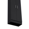 Pantry Cabinet 67" H, 5 Internal Shelves, Two Doors, Black