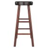 Maria 2-Pc Cushion Seat Bar Stool Set; Espresso & Walnut