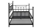 Metal Twin Daybed with Trundle/ Heavy-duty Sturdy Metal/ Noise Reduced/ Trundle for Flexible Space/ Vintage Style/ No Box Spring Needed