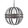 4 - Light Galvanized Chandelier, Hanging Light Fixture with Adjustable Chain for Kitchen Dining Room Foyer Entryway, Bulb Not Included