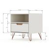 Manhattan Comfort Rockefeller 1.0 Mid-Century Modern Nightstand w/ 1-Drawer in Off White & Nature