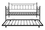 Metal Twin Daybed with Trundle/ Heavy-duty Sturdy Metal/ Noise Reduced/ Trundle for Flexible Space/ Vintage Style/ No Box Spring Needed