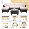 7 Pieces Outdoor Patio Sectional Sofa Couch, Silver Gray PE Wicker Furniture Conversation Sets with Washable Cushions & Glass Coffee Table for Garden,