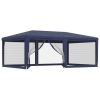 Party Tent with 6 Mesh Sidewalls Blue 19.7'x13.1' HDPE