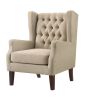 Irwin 29.5" Beige Linen Button Tufted Wingback Chair