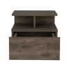 DEPOT E-SHOP Seward Floating Nightstand, Wall Mounted with Single Drawer and 2-Tier Shelf, Dark Walnut