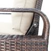 Outdoor Recliner, Automatic Adjustable Wicker Lounge Recliner Chair with Comfy Thicken Cushion, All Weather Aluminum Frame, Brown Wicker + Beige Cushi