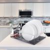 Dish Drying Rack Stainless Steel Dish Rack w/ Drainboard Cutlery Holder Kitchen Dish Organizer