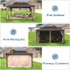 12' X 16' Hardtop Gazebo, Aluminum Metal Gazebo with Galvanized Steel Double Roof Canopy, Curtain and Netting, Permanent Gazebo Pavilion for Party, We