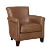 Traditional Brown Leather Accent Chair 1pc Solid Wood Frame Top-Grain Leather Nailhead Trim Classic Modern Living Room Furniture