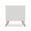 Manhattan Comfort Rockefeller 1.0 Mid-Century Modern Nightstand w/ 1-Drawer in Off White & Nature