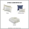 5 Piece Printed Seersucker Comforter Set with Throw Pillows