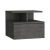 DEPOT E-SHOP Seward Floating Nightstand, Wall Mounted with Single Drawer and 2-Tier Shelf, Smokey Oak