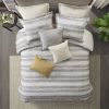 Oversized Chenille Jacquard Striped Comforter Set with Euro Shams and Throw Pillows