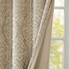 Knitted Jacquard Damask Total Blackout Grommet Top Curtain Panel Pair