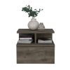 DEPOT E-SHOP Seward Floating Nightstand, Wall Mounted with Single Drawer and 2-Tier Shelf, Dark Walnut