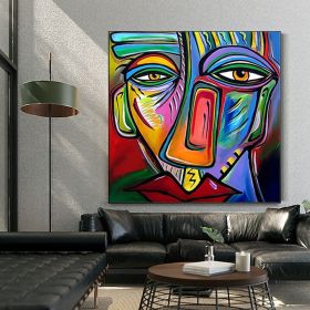 Colorful Portrait Oil Paintings Abstract Women Face Canvas Painting Wall Art Handpainted Graffiti Street Art For Home Decor (size: 60x60cm)