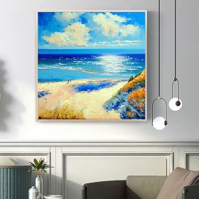 Handmade Oil Painting Canvas Wall Art Decor Original The Blue Ocean Abstract Scenery Painting for Home Decor  Living Room hallway bedroom luxurious de (size: 60x60cm)