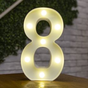 Alphabet Letter LED Lights Luminous Number Lamp Decor Battery Night Light for home Wedding Birthday Christmas party Decoration (Type: 8)