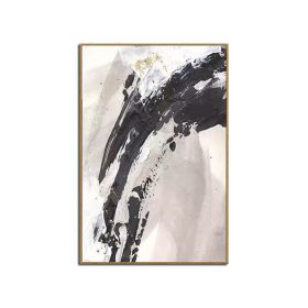 100% Hand Painted Abstract Oil Painting Wall Art Modern Black and White Style On Canvas Home Decoration For Living Room No Frame (size: 70x140cm)