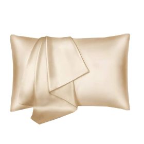 Silk Pillowcase for Hair and Skin, Mulberry Silk Pillow Cases 2Pack (Color: Light Tan)