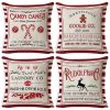 Christmas Pillow Covers, 4PCS Winter Holiday Decorations Xmas Rustic Throw Pillowcase