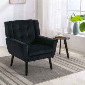 Modern Soft Velvet Material Ergonomics Accent Chair Living Room Chair Bedroom Chair Home Chair With Black Legs For Indoor Home (Color: as Pic)