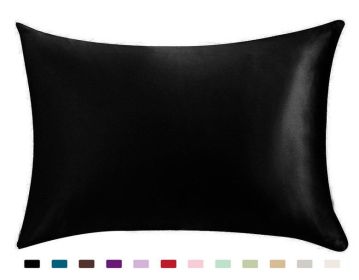 Pillowcase Satin Solid Color Simulation Silk Single Pillowcase Ice Silk Pillowcase (Flower Pattern: black)