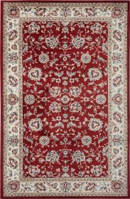 Stylish Classic Pattern Design Traditional Floral Filigree Bordered Area Rug (Color: Red|Ivory, size: 5' X 7'9")