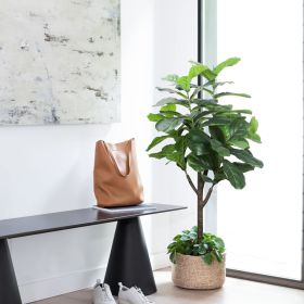 Artificial Fiddle Leaf Fig Tree, Tall Fake Tree with Pot, Faux Plants Indoor, Realistic Fake Plants Decor for Home Decor Indoor (Color: 4 FT)