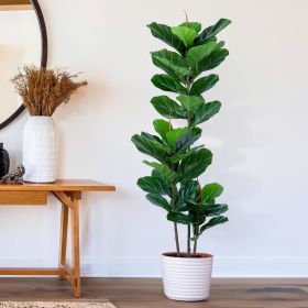 Artificial Fiddle Leaf Fig Tree, Tall Fake Tree with Pot, Faux Plants Indoor, Realistic Fake Plants Decor for Home Decor Indoor (Color: 5 FT)