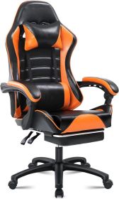 Ergonomic Gaming Chair for Adults, Comfortable Computer Chair for Heavy People, Adjustable Height Office Desk Chair with Wheels (Color: Orange)